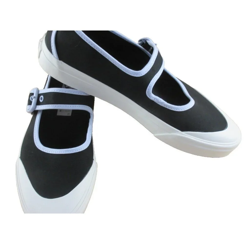 Vans Women's Mary Jane Ballerina Black Purple Canvas adjustable Shoes Size 8.5